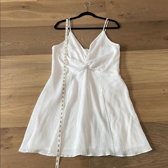 Abercrombie & Fitch White Crinkle Textured Twist-front Mini Dress X-Large Tall - Picture 10 of 14